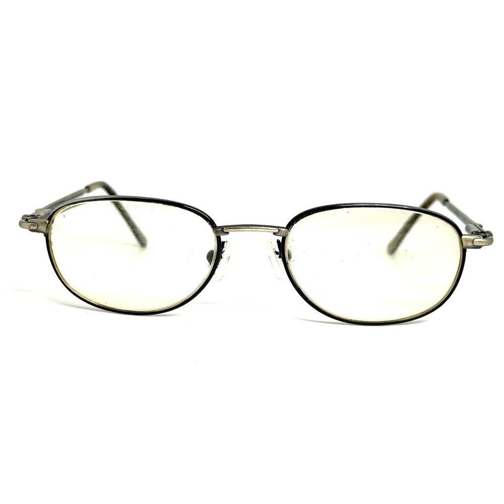 Grethel Gentleman Oval Eyeglasses Gunmetal Black Frames 52-18-140 Vintage Style